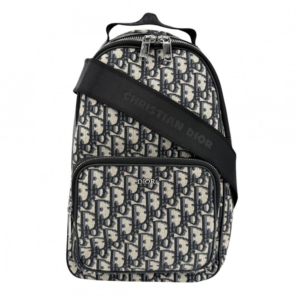 Dior Homme Men's Mini Sling Bag/Crossbody Bag, Navy/Black, Silver Hardware